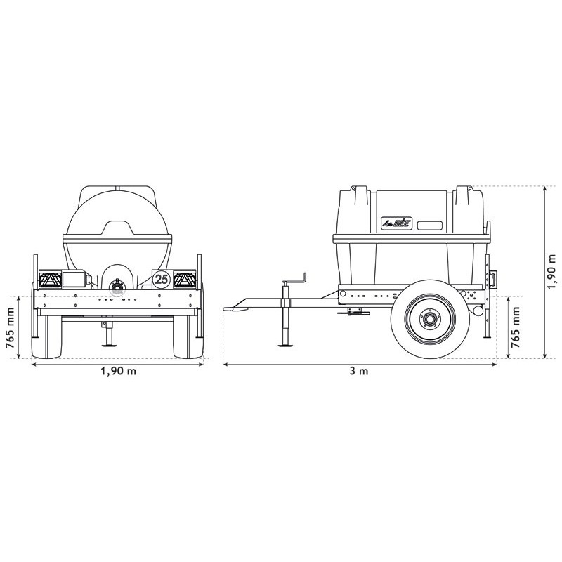 1500 l fahrbarer Tank für Schlepper