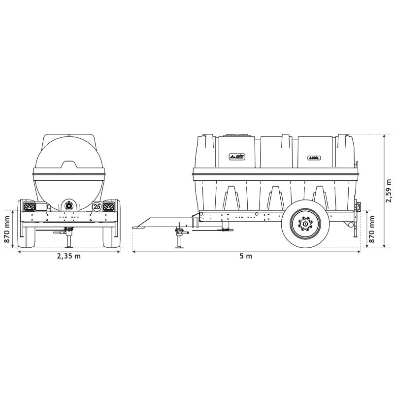 6400 l fahrbarer Tank für Schlepper