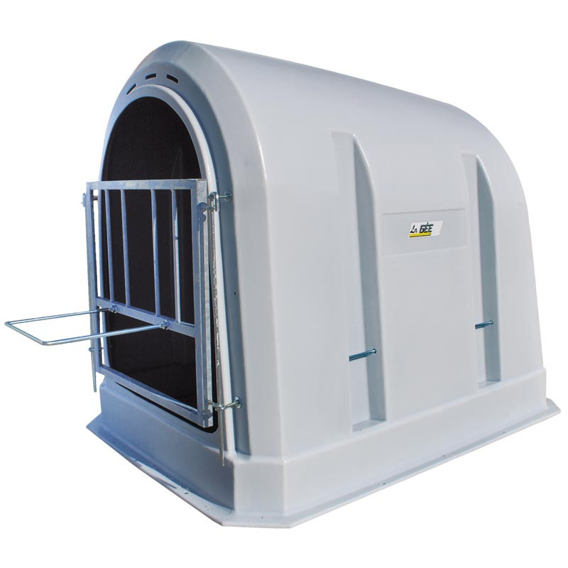 Gittertür mit einfachem Eimerhalter.