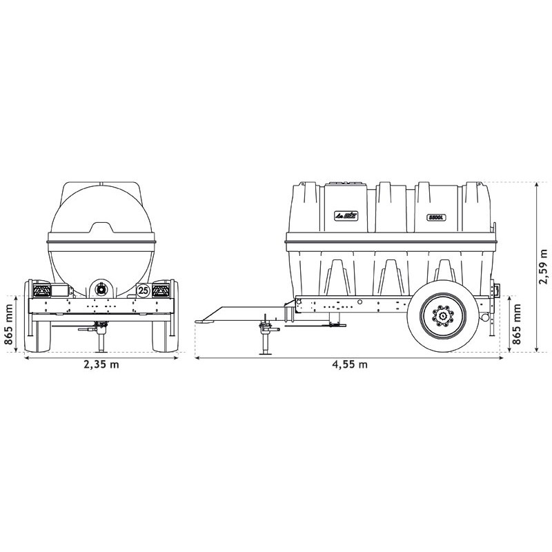 5500 l fahrbarer Tank für Schlepper