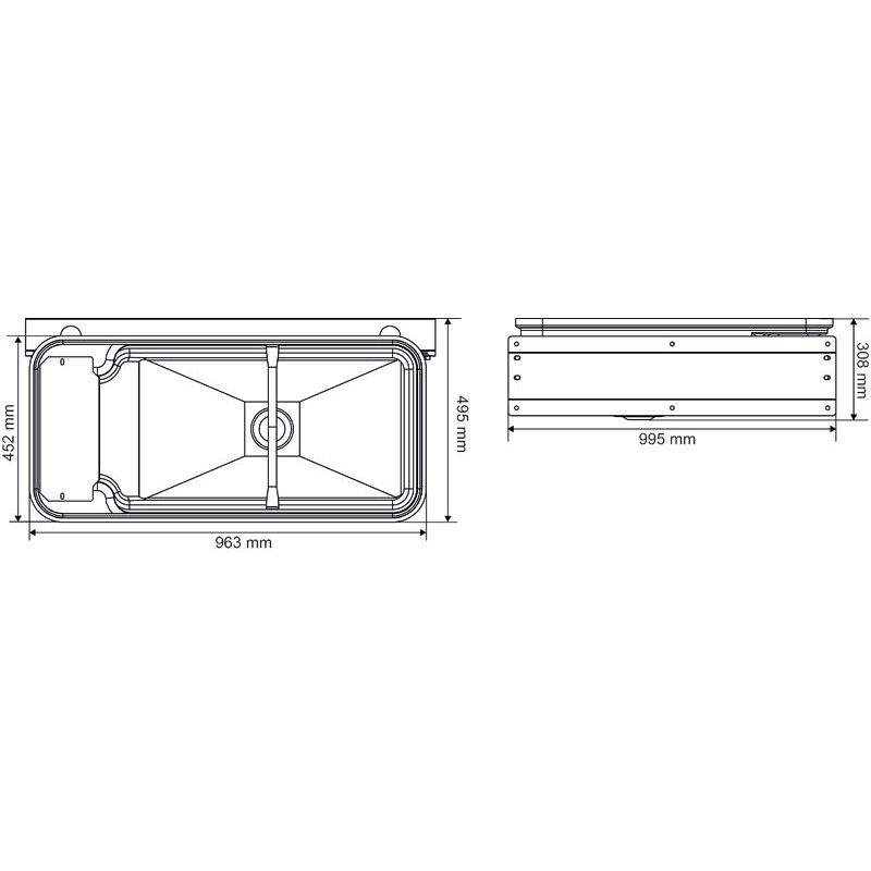 Doppelte Polybac 75 M Tränke mit Vollrand ohne Befestigungsrahmen