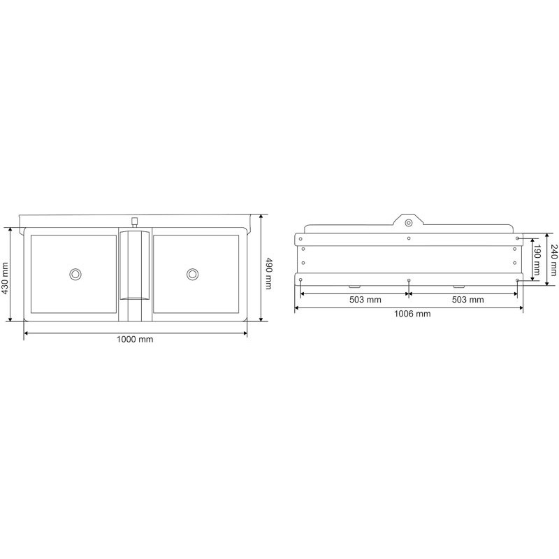 Doppelte 72 M Polybac Tränke mit Innenrand und Befestigungsrahmen Doppelte 72 M Polybac Tränke mit Innenrand und Befestigungsrahmen